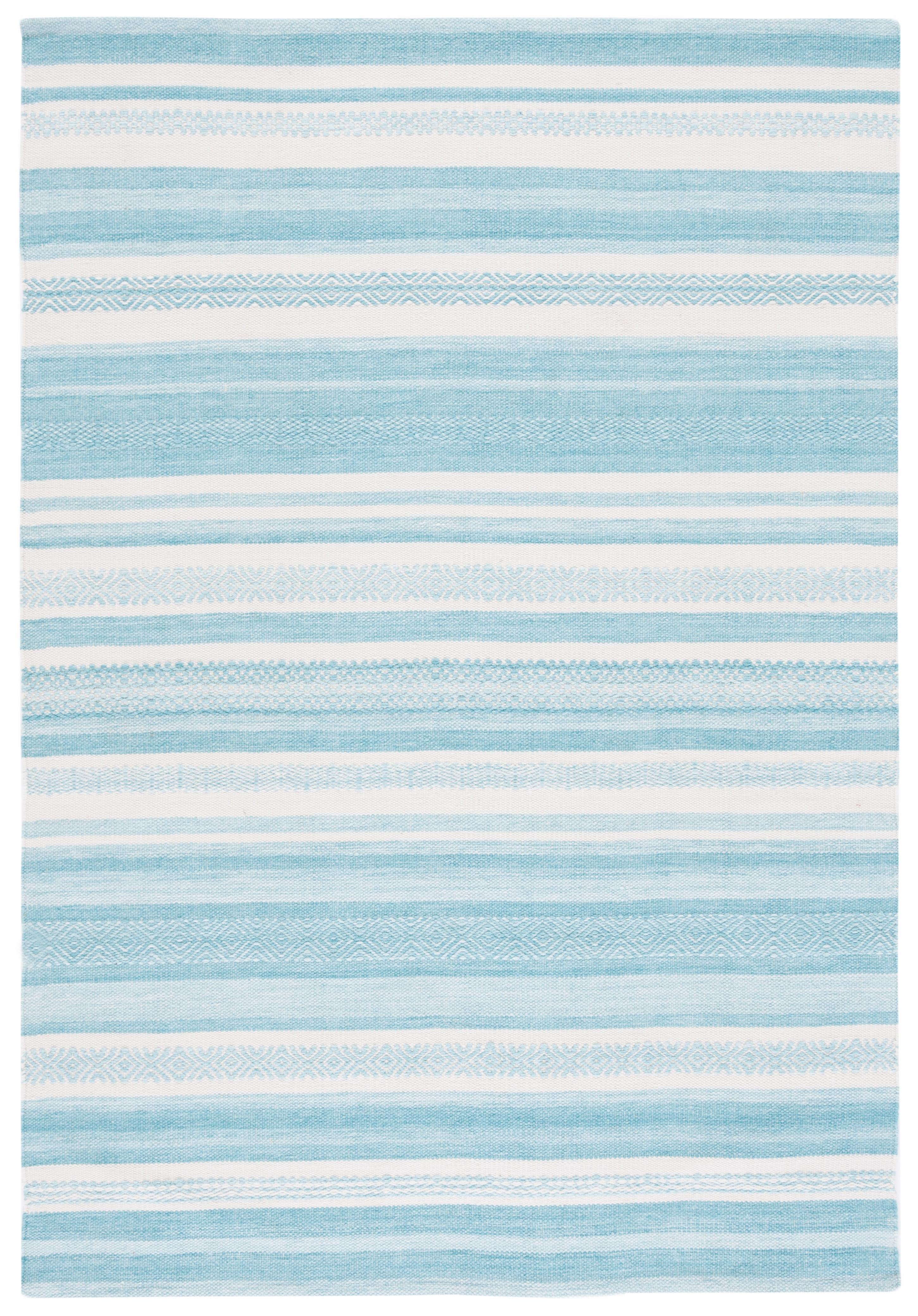 Striped Kilim STK429 Hand Woven Area Rug - Turquoise/Ivory - 4'x6' - Safavieh.