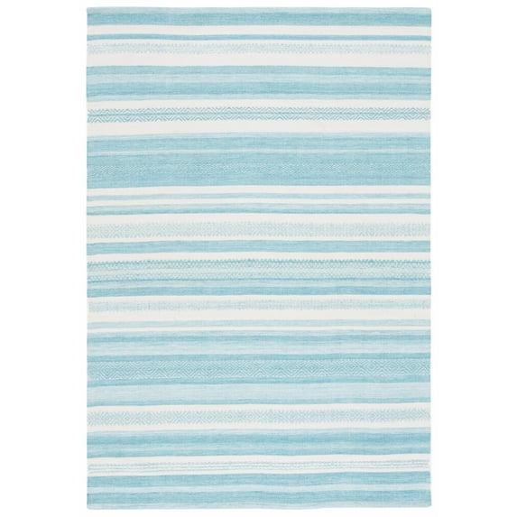 Striped Kilim STK429 Hand Woven Area Rug - Turquoise/Ivory - 4'x6' - Safavieh.