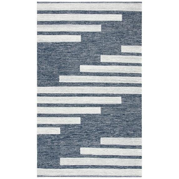 Striped Kilim STK514 Hand Woven Area Rug - Navy/Ivory - 3'x5' - Safavieh.