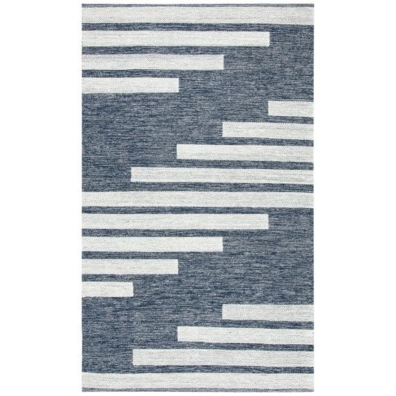 Striped Kilim STK514 Hand Woven Area Rug - Navy/Ivory - 3'x5' - Safavieh.