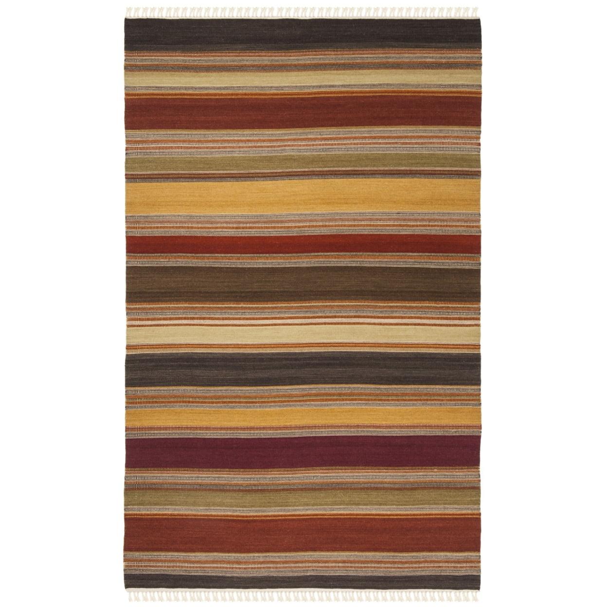 Striped Kilim STK315 Hand Woven Indoor Area Rug - Gold - 4'x6' - Safavieh.