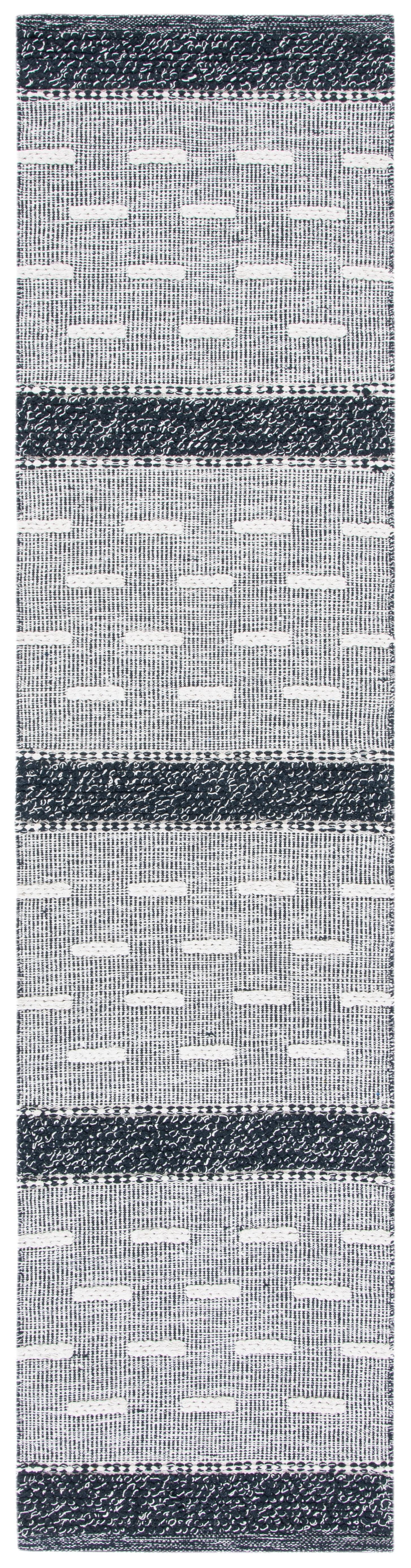 Striped Kilim STK518 Hand Woven Runner Rug - Black/Ivory - 2'3"x9' - Safavieh.