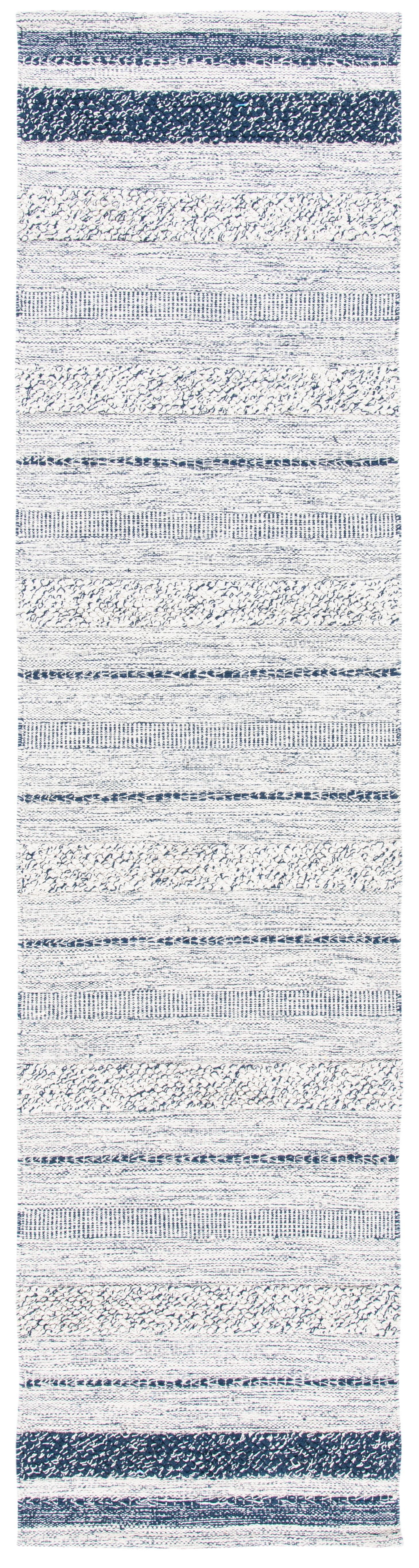 Striped Kilim STK517 Hand Woven Runner Rug - Ivory/Navy - 2'3"x9' - Safavieh.