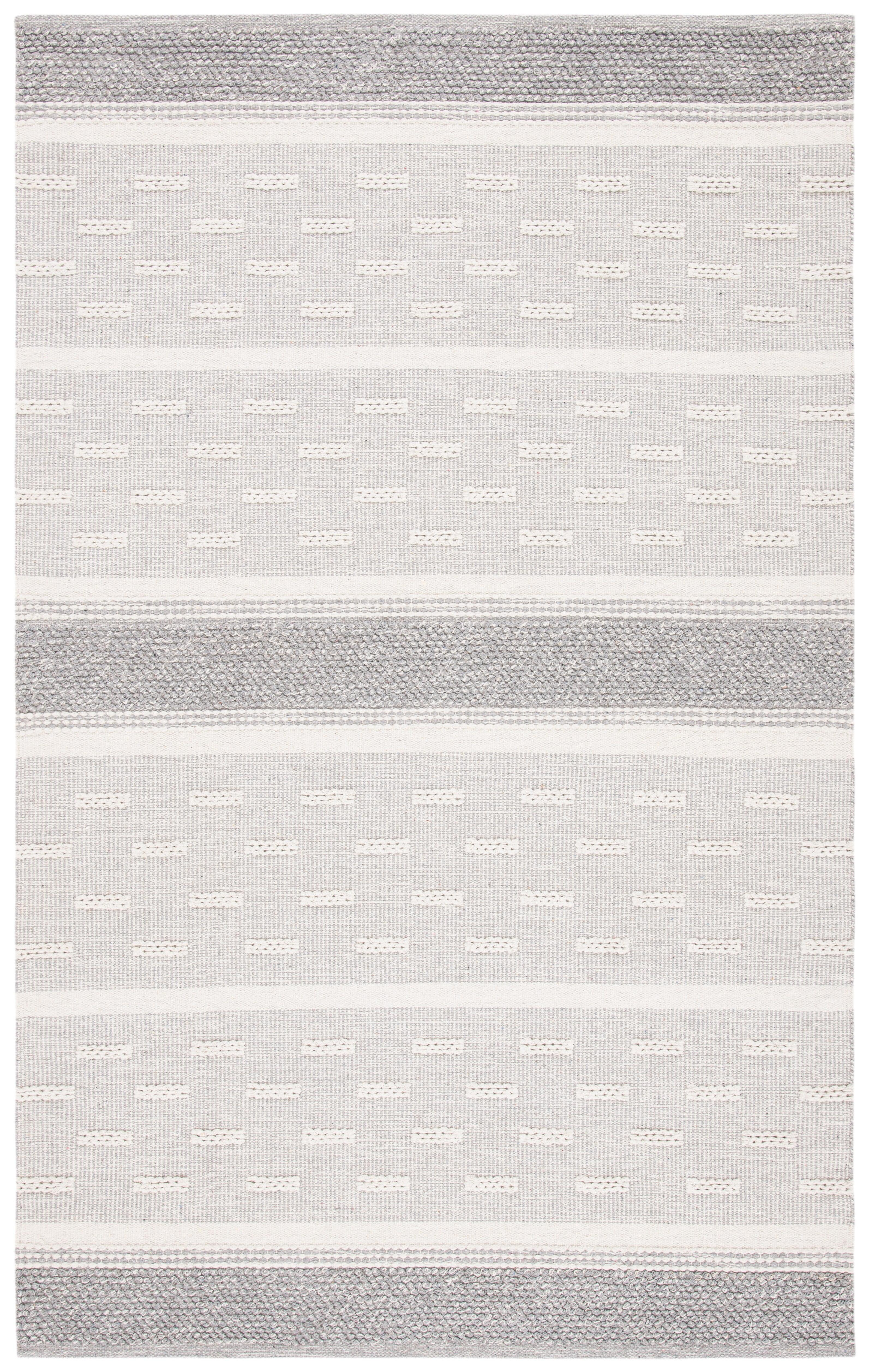 Striped Kilim STK519 Hand Woven Area Rug - Ivory/Grey - 6'x9' - Safavieh.