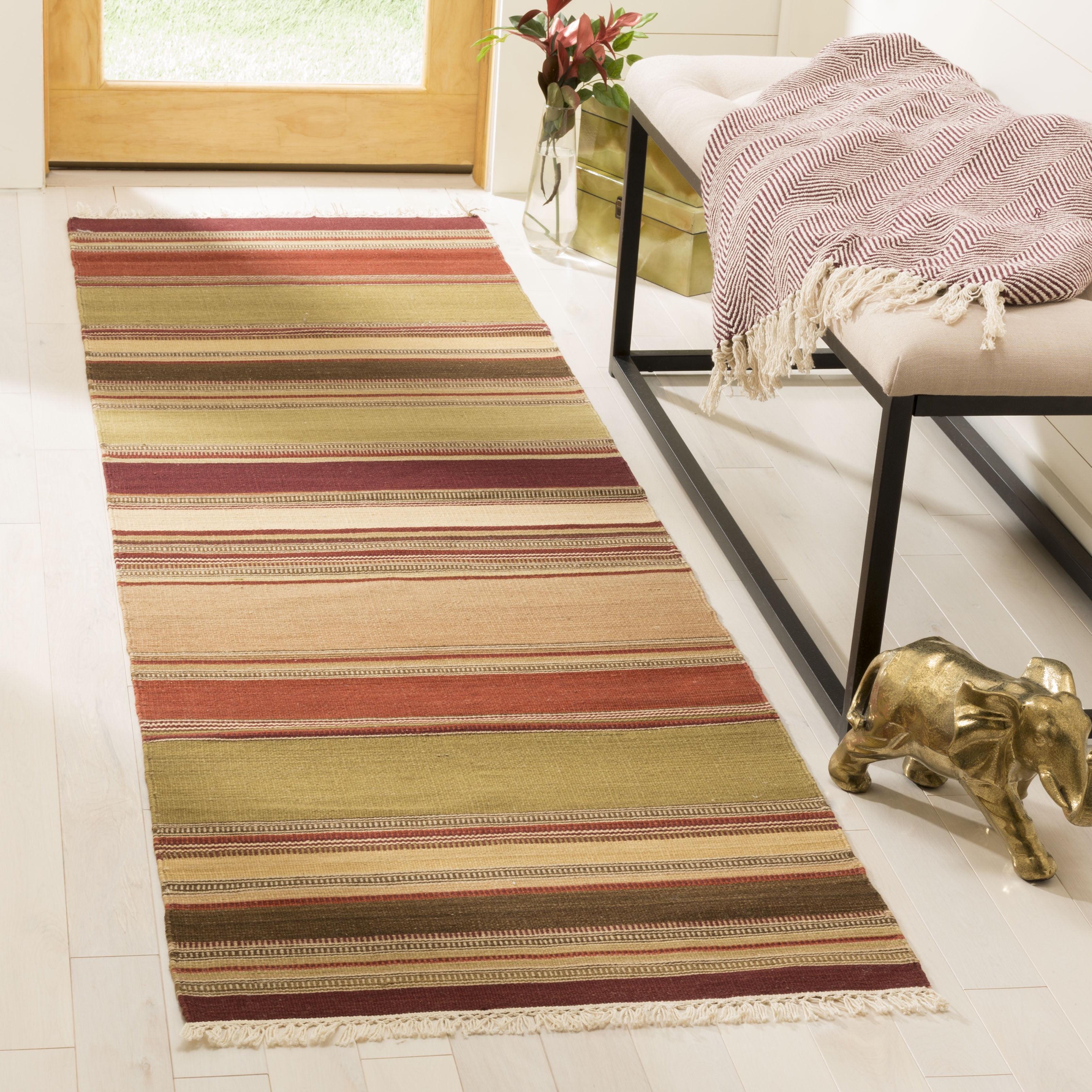 SAFAVIEH Striped Kilim STK313A Handwoven Red Rug