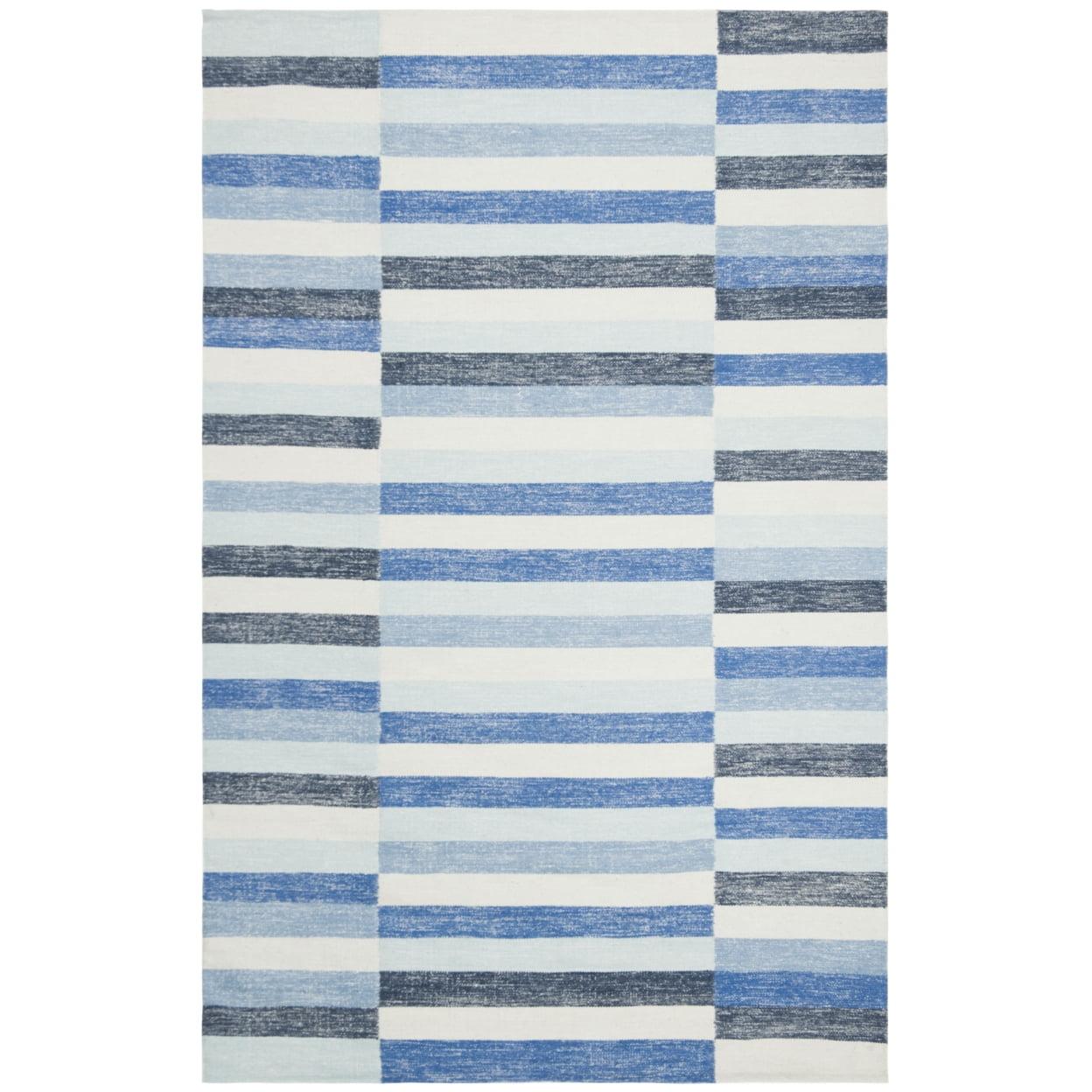 Striped Kilim STK411 Hand Woven Area Rug - Blue - 5'x8' - Safavieh.