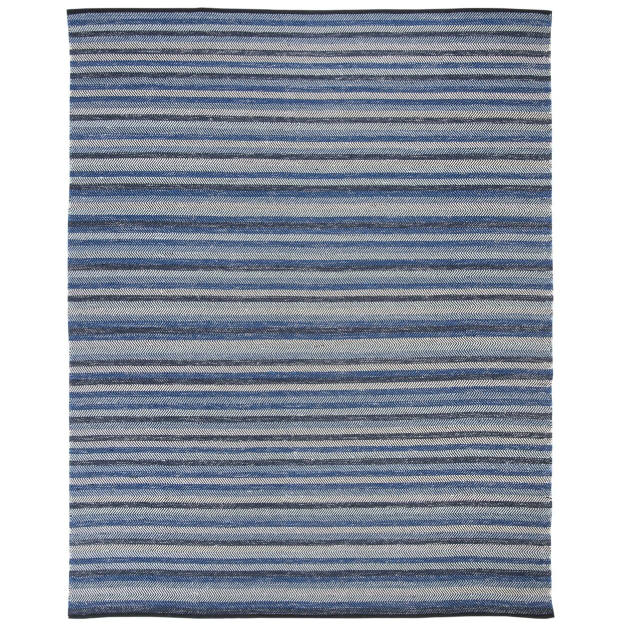 Handwoven Blue Stripe Kilim 8' x 10' Wool Area Rug