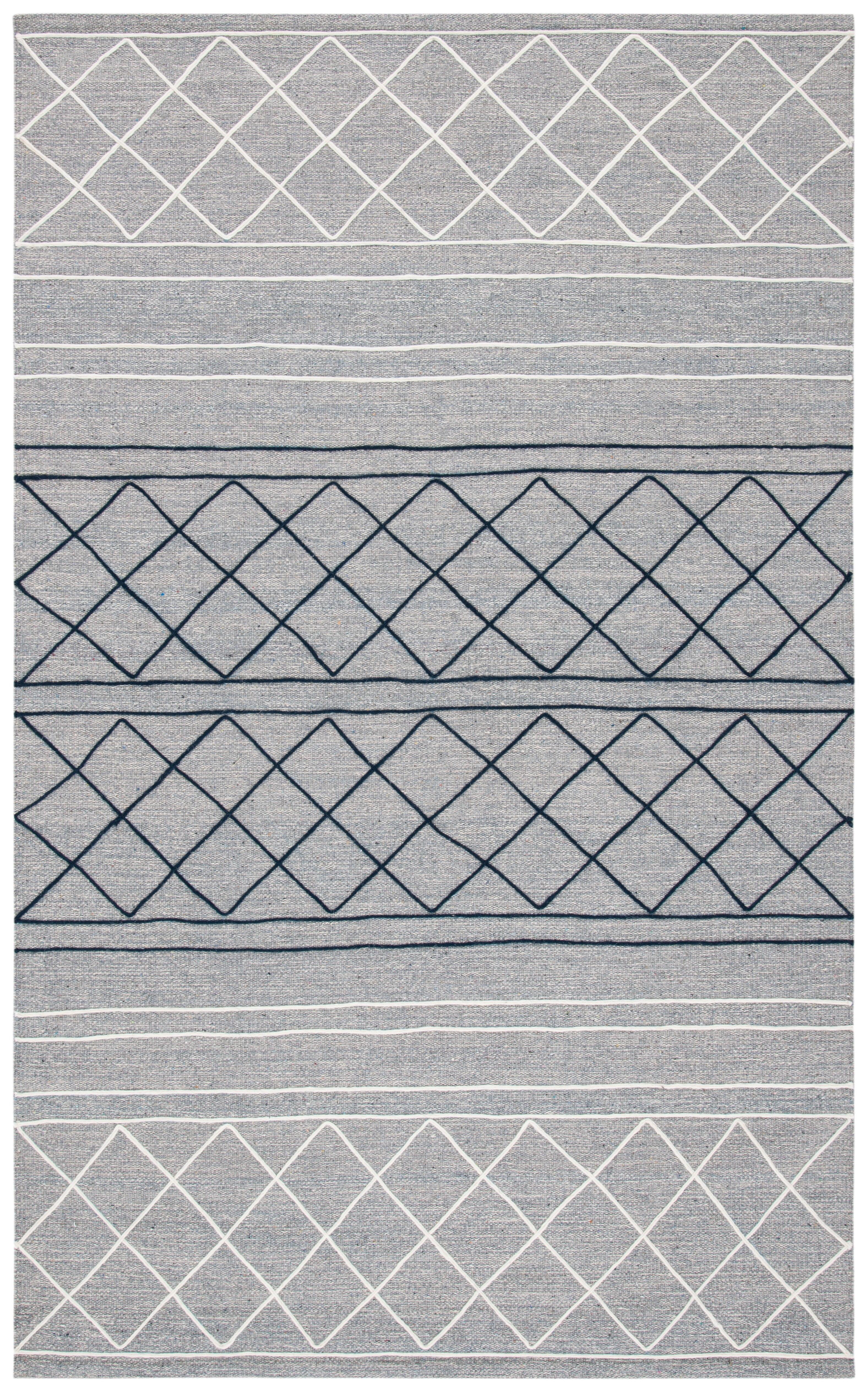 Striped Kilim STK507 Hand Woven Area Rug - Silver/Grey - 4'x6' - Safavieh.