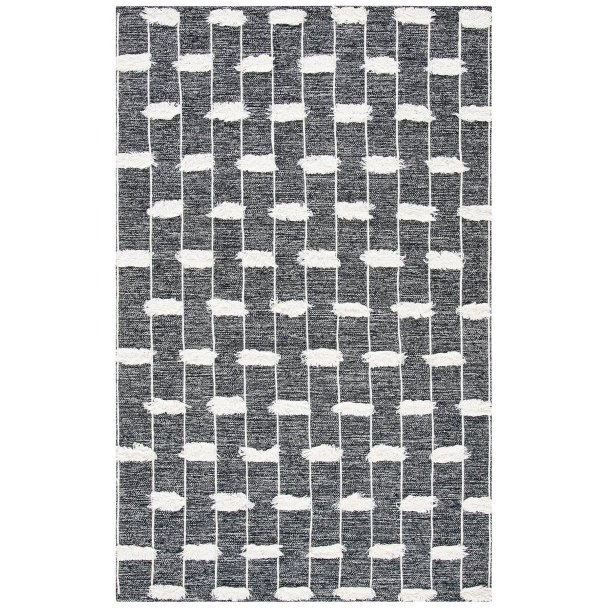 Striped Kilim STK508 Hand Woven Area Rug - Black/Ivory - 8'x10' - Safavieh.