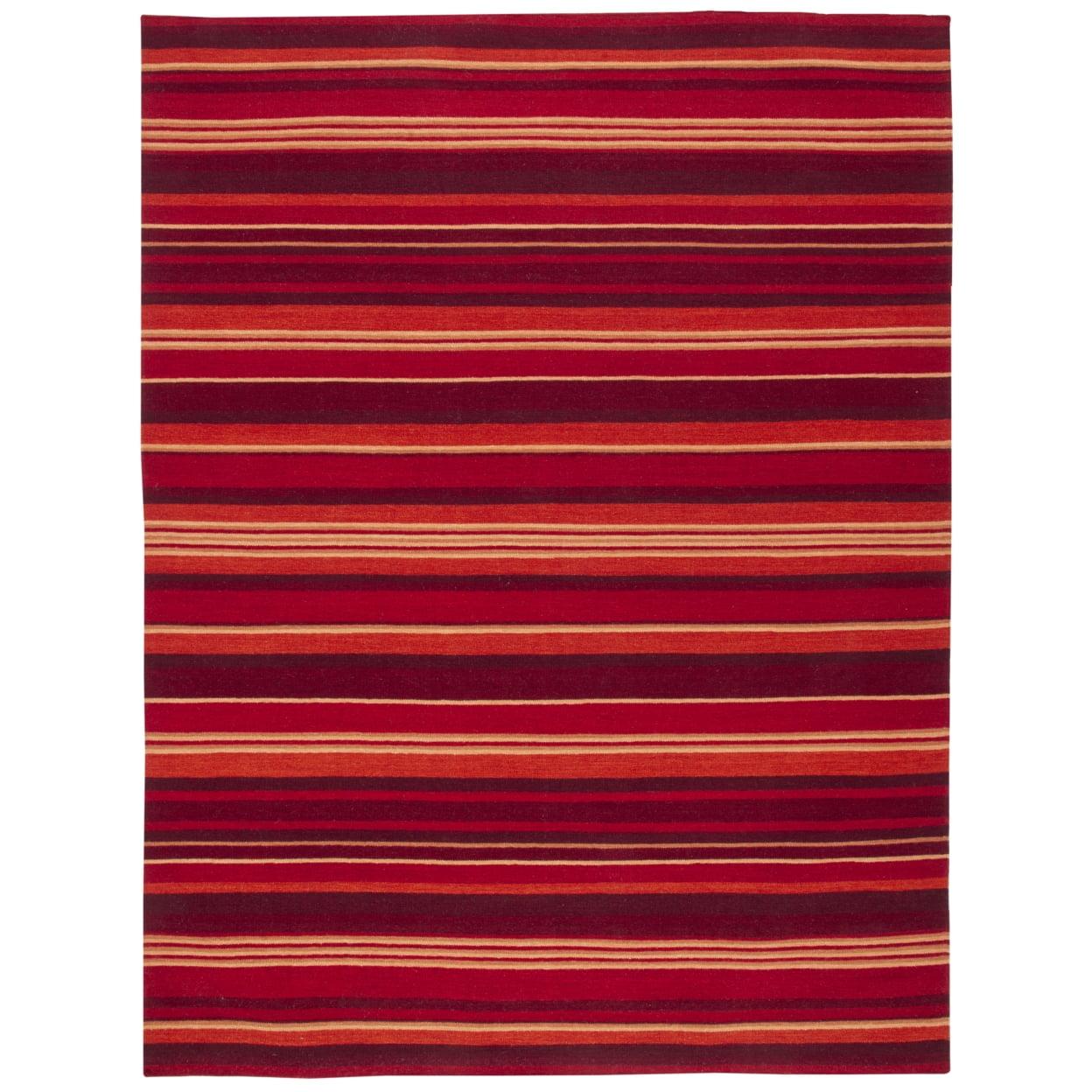 Striped Kilim STK601 Hand Loomed Indoor Area Rug - Blue/Rust - 8'x10' - Safavieh