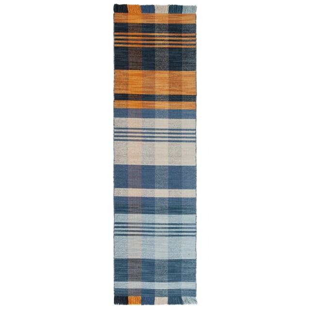 Striped Kilim STK708 Hand Woven Runner Rug - Orange/Blue - 2'3"x8' - Safavieh.