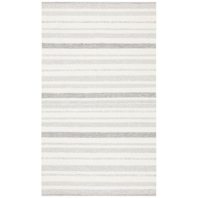 Striped Kilim STK501 Hand Woven Area Rug - Ivory/Grey - 8'x10' - Safavieh.