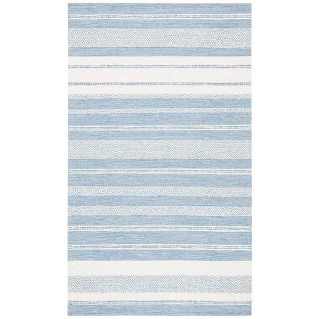 Striped Kilim STK503 Hand Woven Area Rug - Ivory/Blue - 5'x8' - Safavieh.