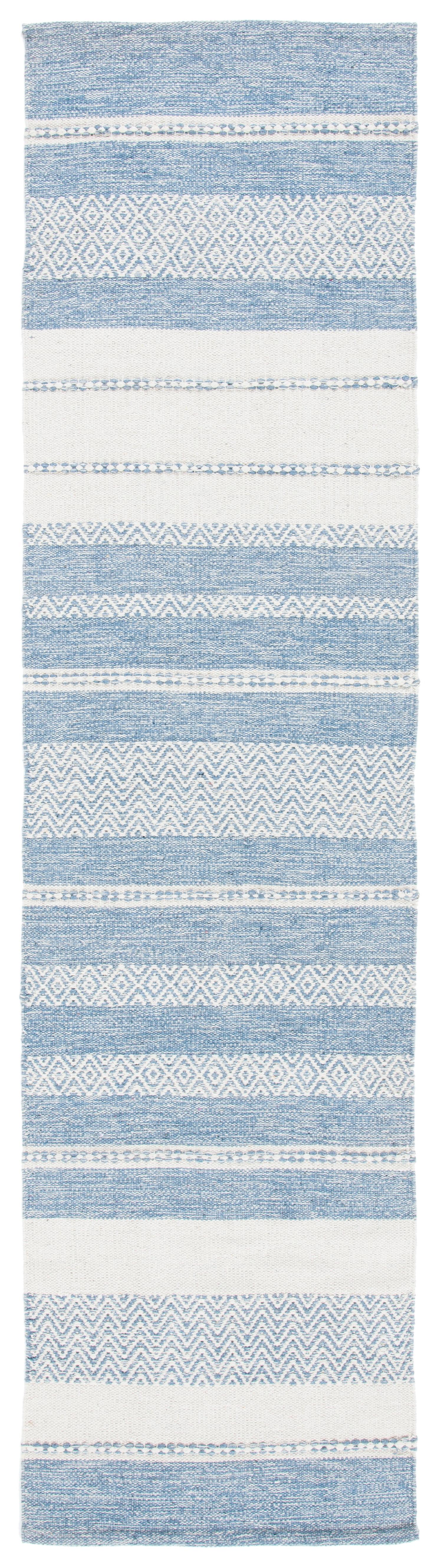 Striped Kilim STK503 Hand Woven Runner Rug - Ivory/Blue - 2'3"x9' - Safavieh.