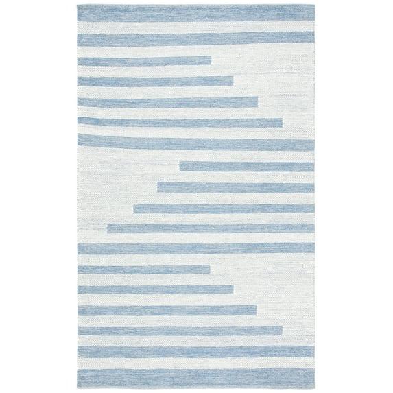 Striped Kilim STK504 Hand Woven Area Rug - Ivory/Blue - 4'x6' - Safavieh.