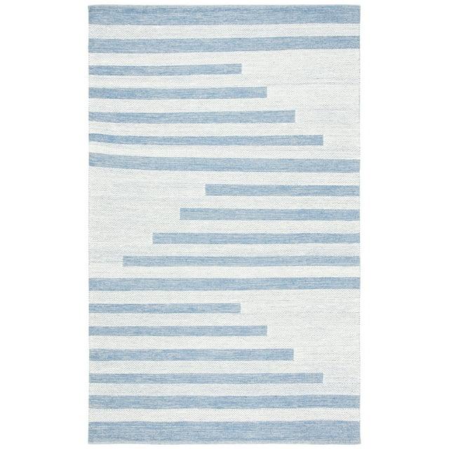 Striped Kilim STK504 Hand Woven Area Rug - Ivory/Blue - 5'x8' - Safavieh.