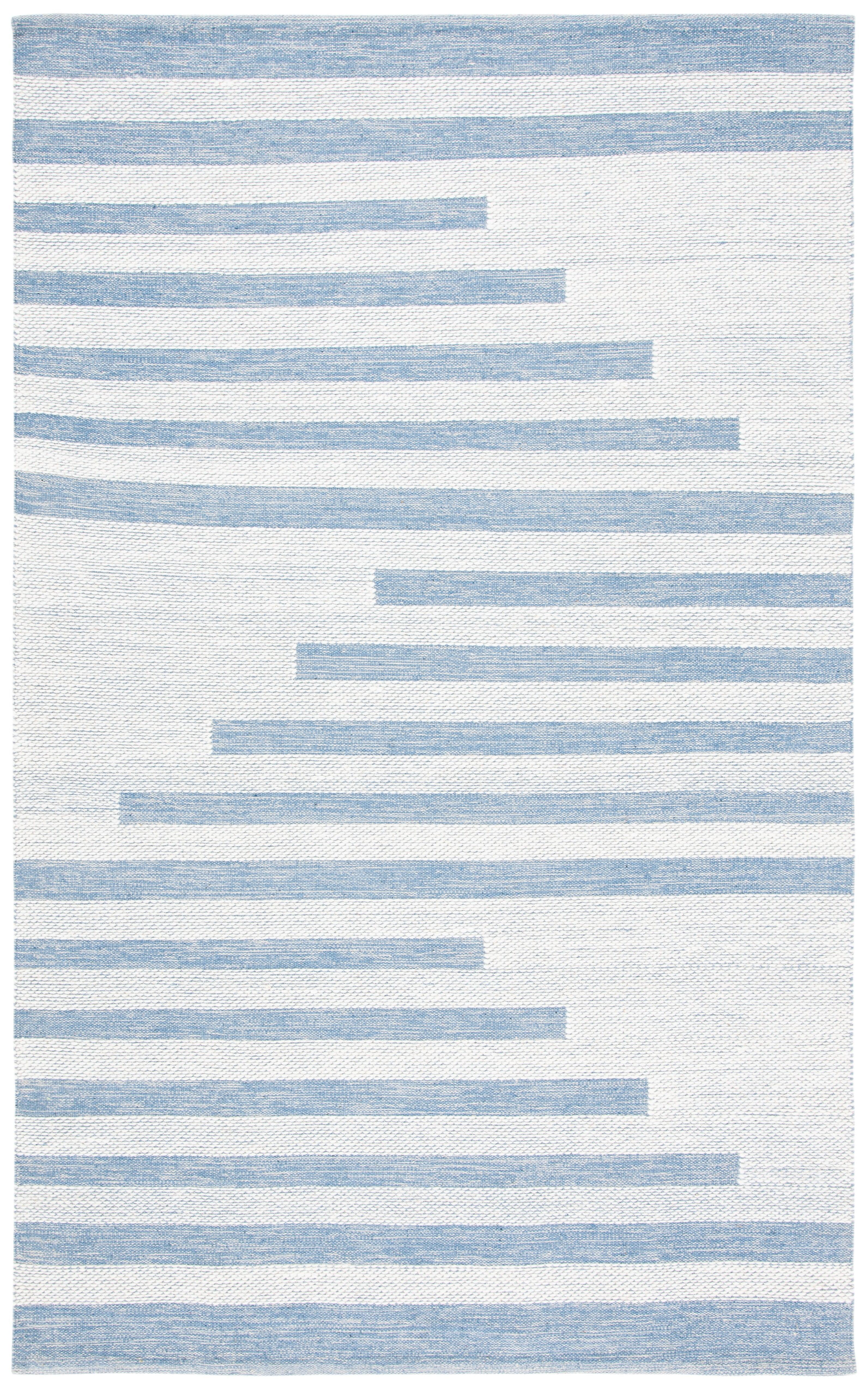Striped Kilim STK504 Hand Woven Area Rug - Ivory/Blue - 8'x10' - Safavieh.