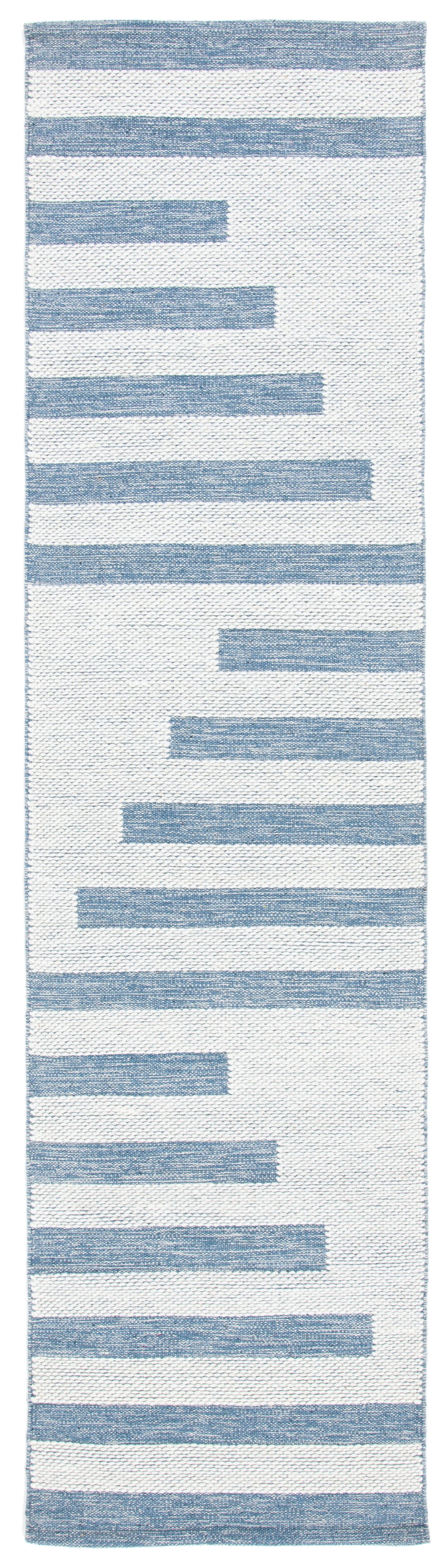 Striped Kilim STK504 Hand Woven Runner Rug - Ivory/Blue - 2'3"x9' - Safavieh.