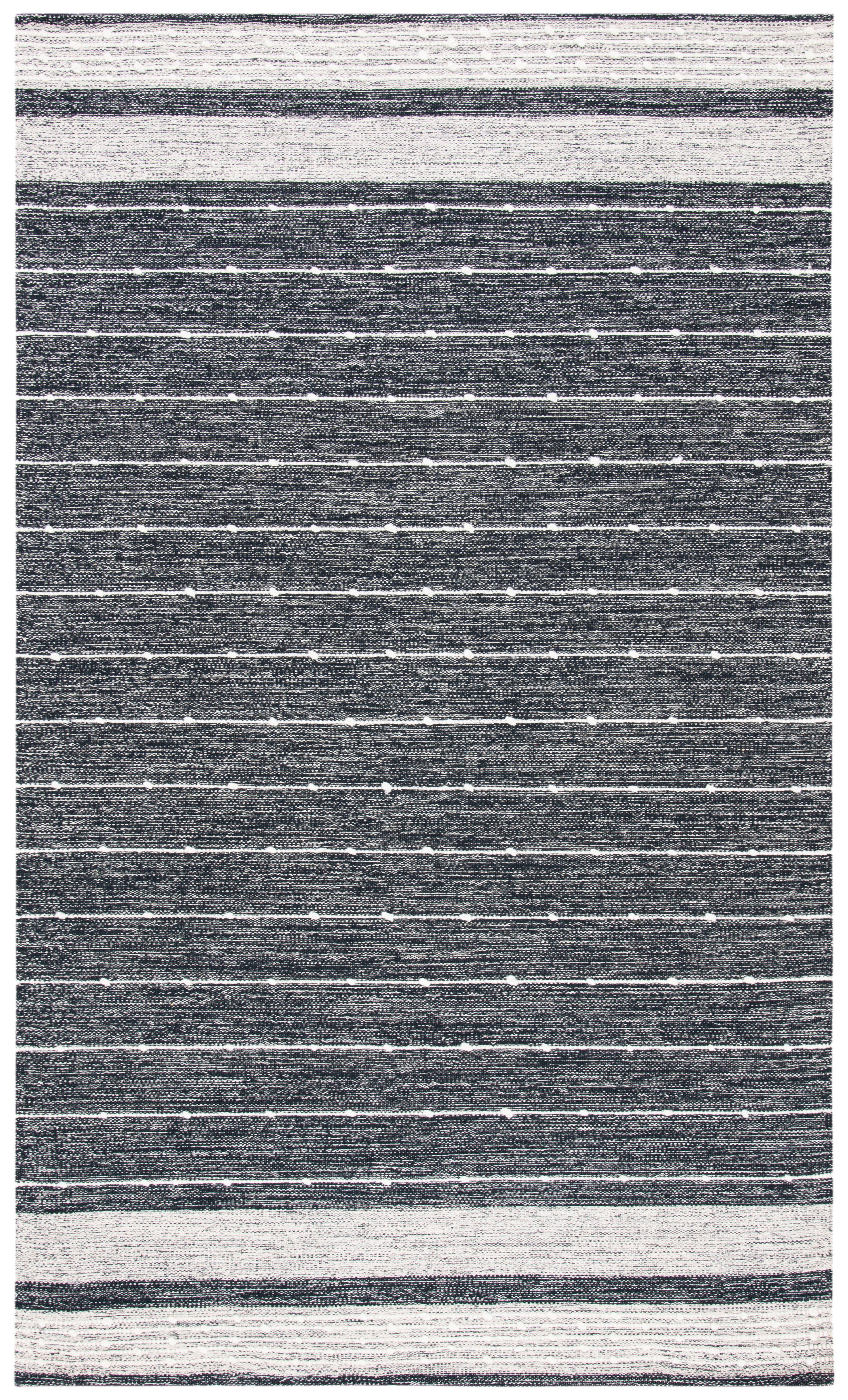 Striped Kilim STK509 Hand Woven Area Rug - Black/Ivory - 4'x6' - Safavieh.