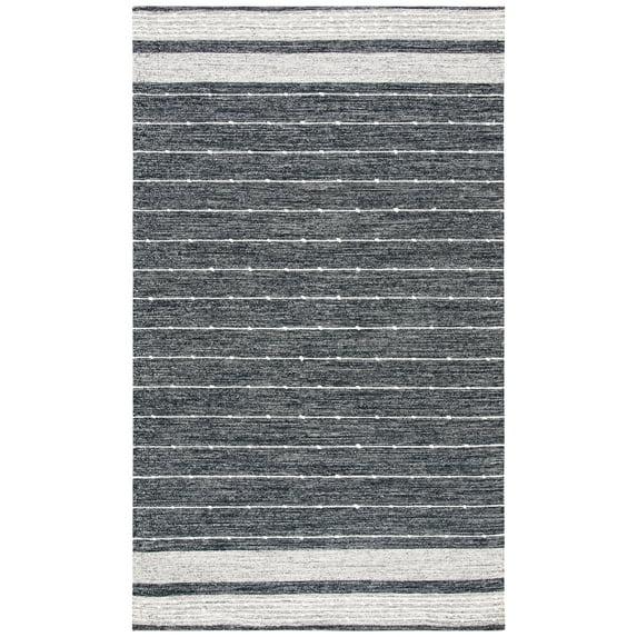 Striped Kilim STK509 Hand Woven Area Rug - Black/Ivory - 4'x6' - Safavieh.