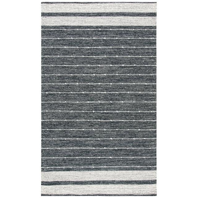 Striped Kilim STK509 Hand Woven Area Rug - Black/Ivory - 4'x6' - Safavieh.