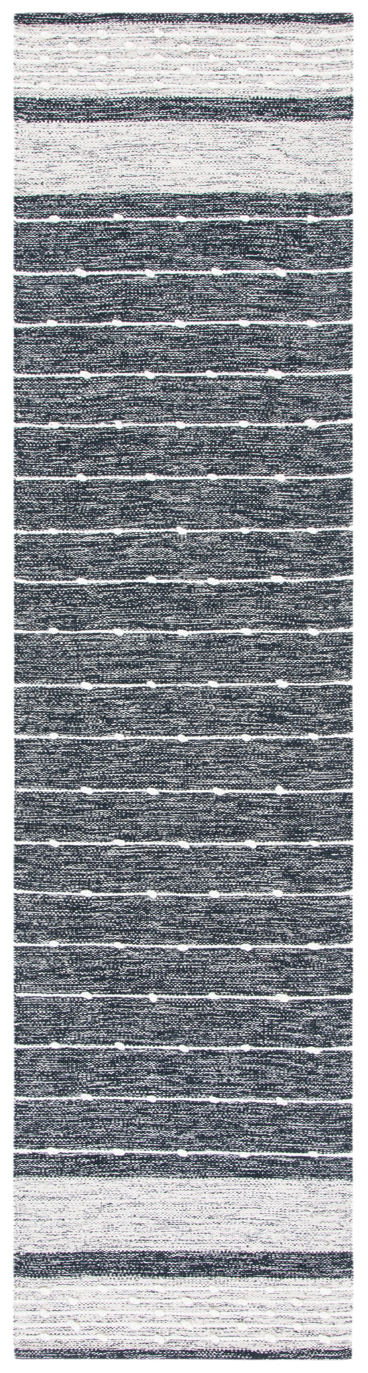 Striped Kilim STK509 Hand Woven Runner Rug - Black/Ivory - 2'3"x8' - Safavieh.
