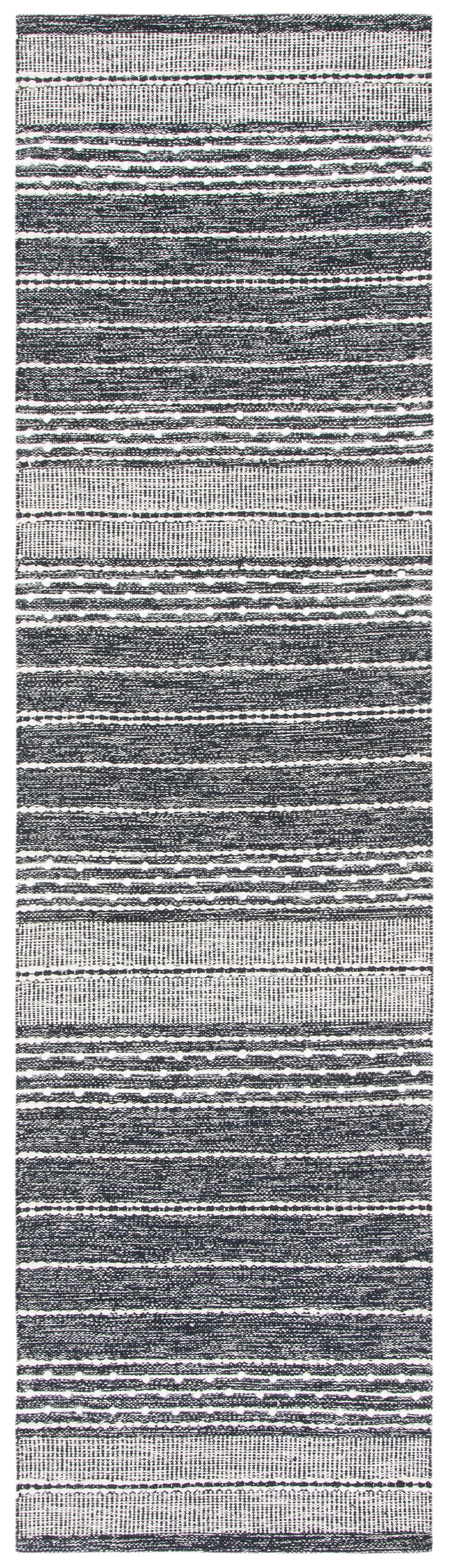 Striped Kilim STK516 Hand Woven Runner Rug - Black/Ivory - 2'3"x9' - Safavieh.
