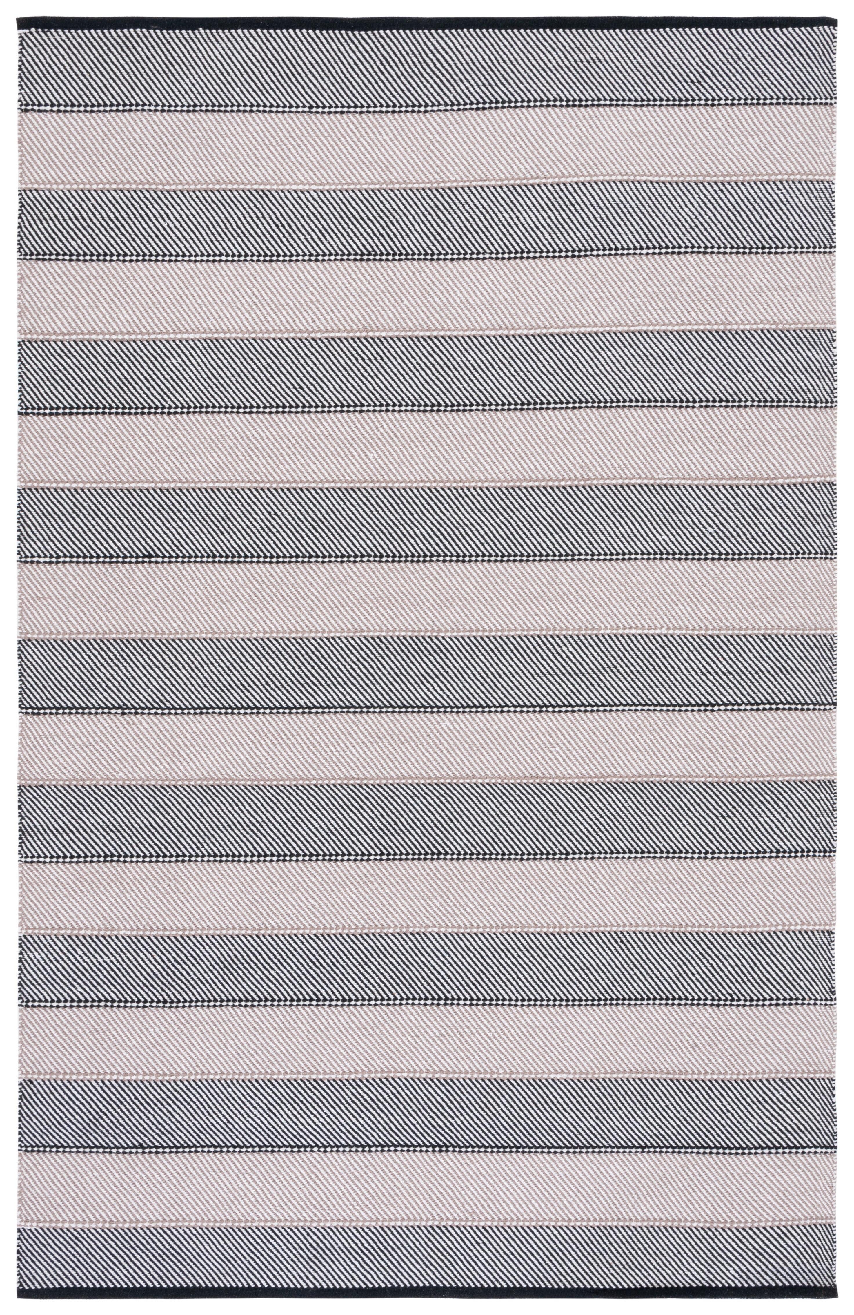 Striped Kilim STK803 Hand Woven Area Rug - Ivory/Black - 6'x9' - Safavieh.