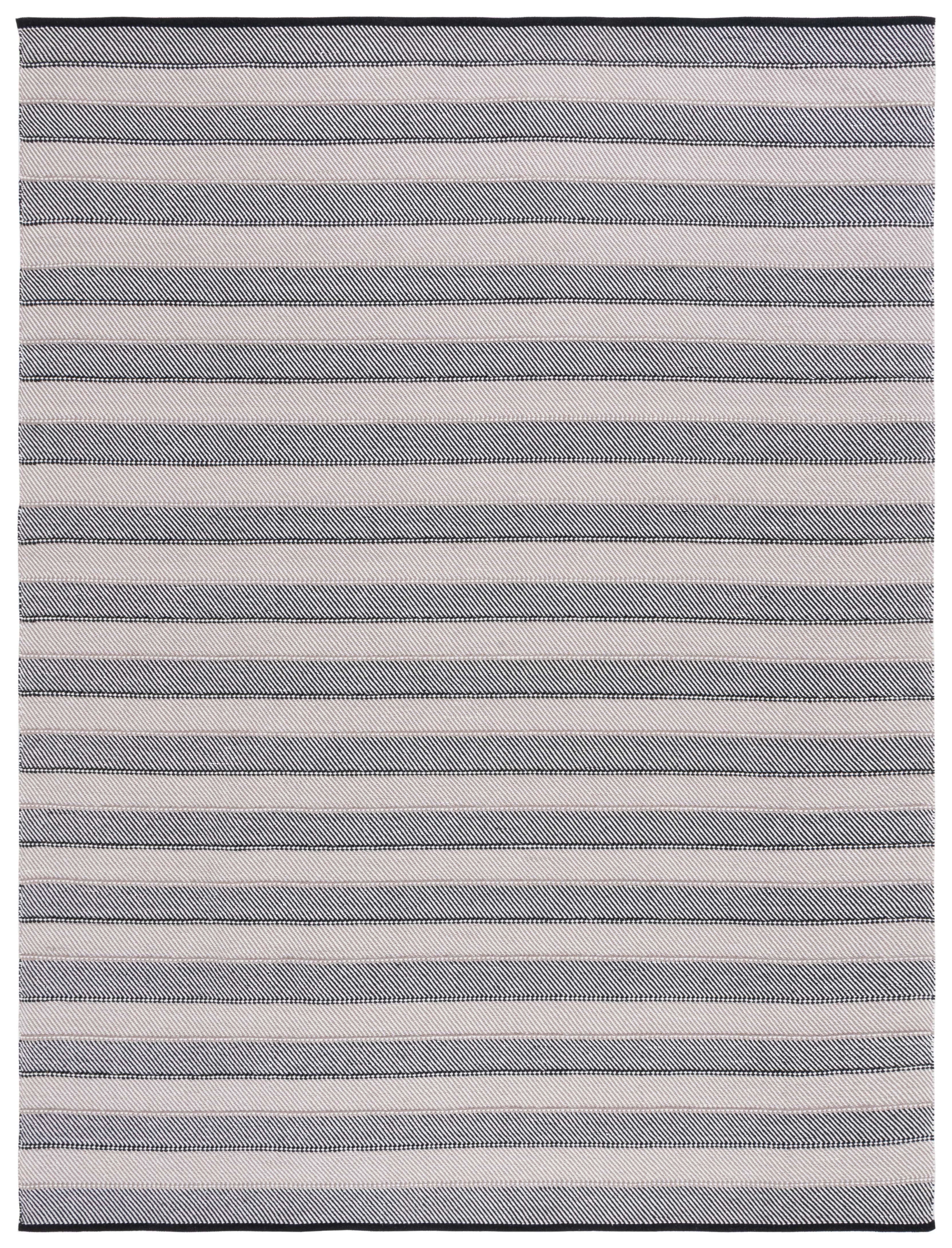 Striped Kilim STK803 Hand Woven Area Rug - Ivory/Black - 8'x10' - Safavieh.