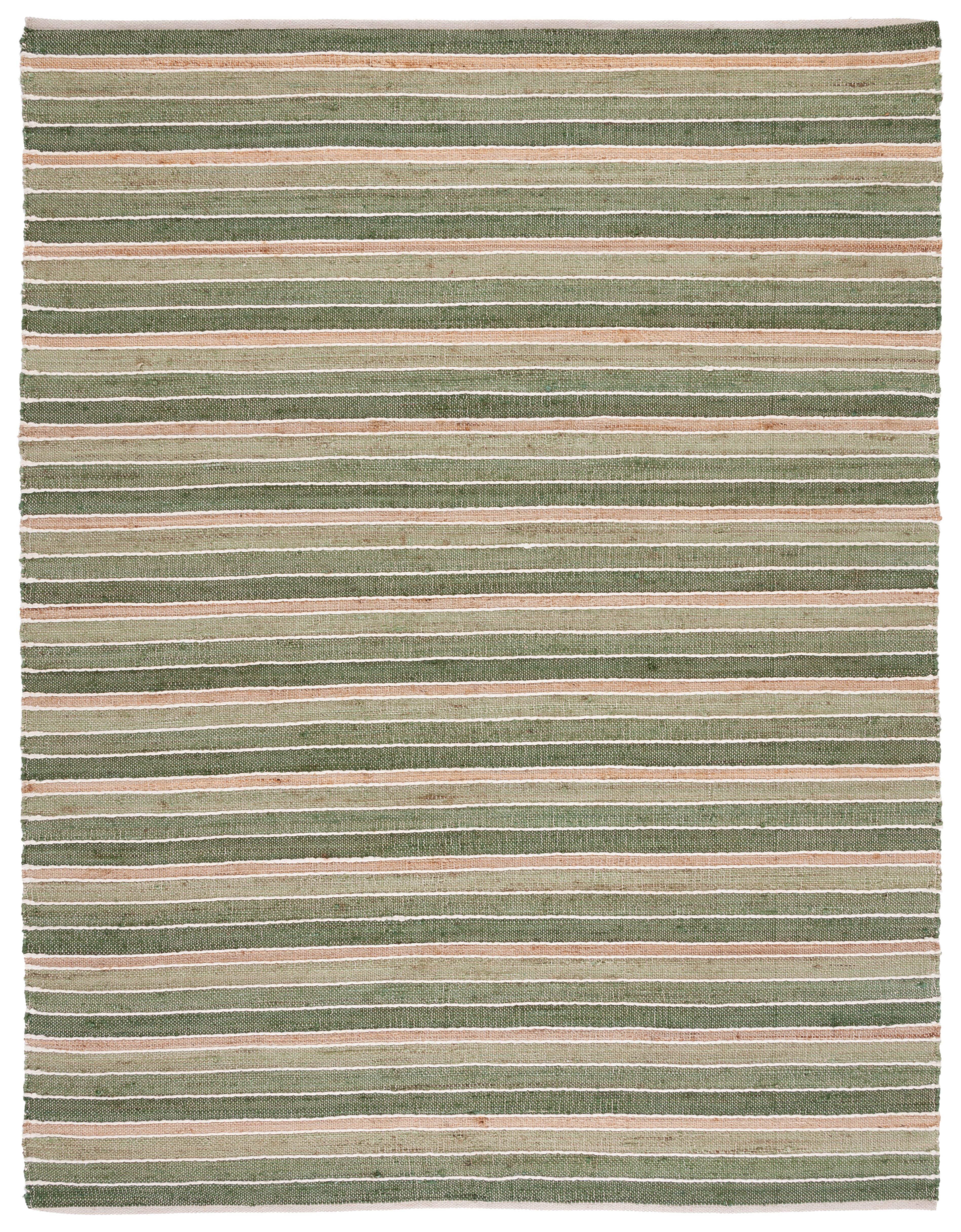 Striped Kilim STK312 Hand Woven Area Rug - Green/Natural - 8'x10' - Safavieh.