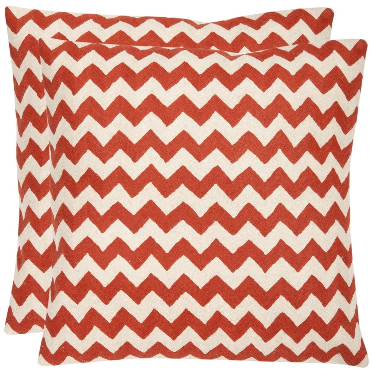 Safavieh Embroidered Canvas Reversible Throw Pillow (Set of 2)