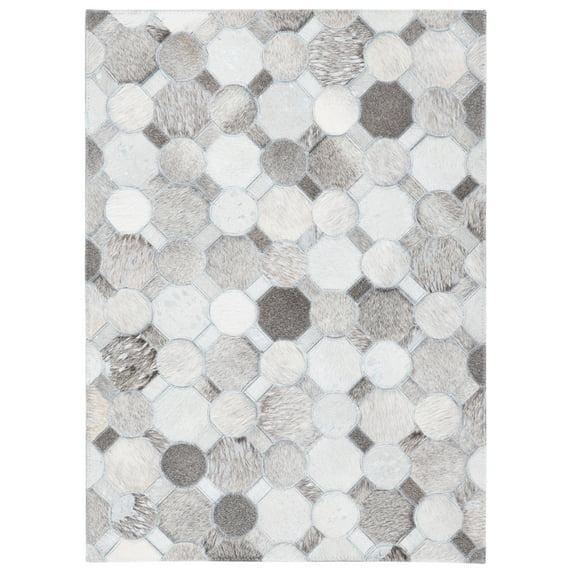Millwood Pines Elyas Flat Weave Hair On Leather Geometric Rug