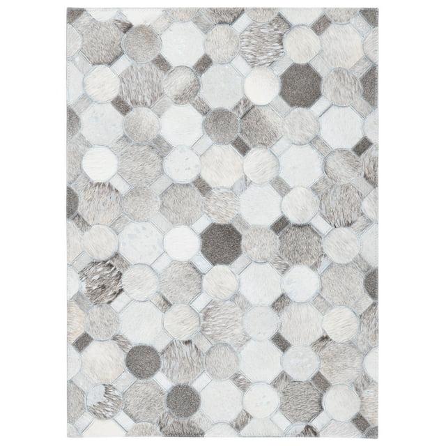 Millwood Pines Elyas Flat Weave Hair On Leather Geometric Rug