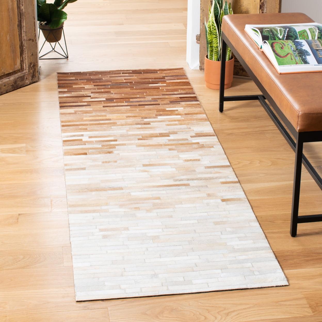 Studio Leather STL805 Hand Woven Indoor Area Rug - Ivory/Brown - 4'x6' - Safavieh