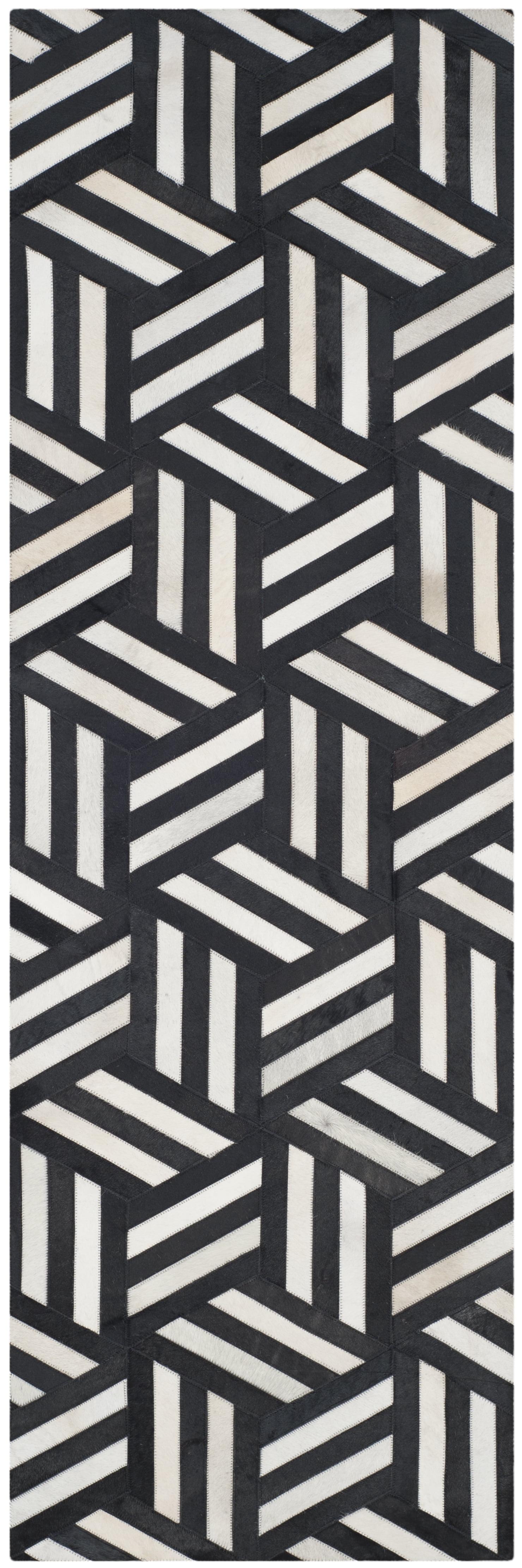 Studio Leather STL219 Hand Woven Indoor Runner Rug - Ivory/Black - 2'3"x11' - Safavieh