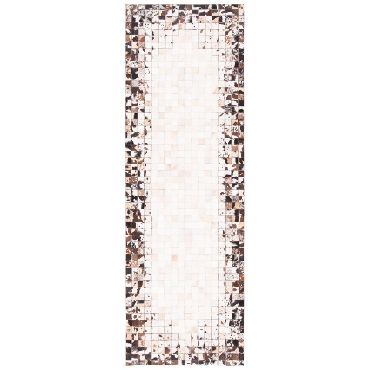 Studio Leather STL215 Hand Woven Runner Rug - Ivory/Dark Brown - 2'3"x7' - Safavieh.