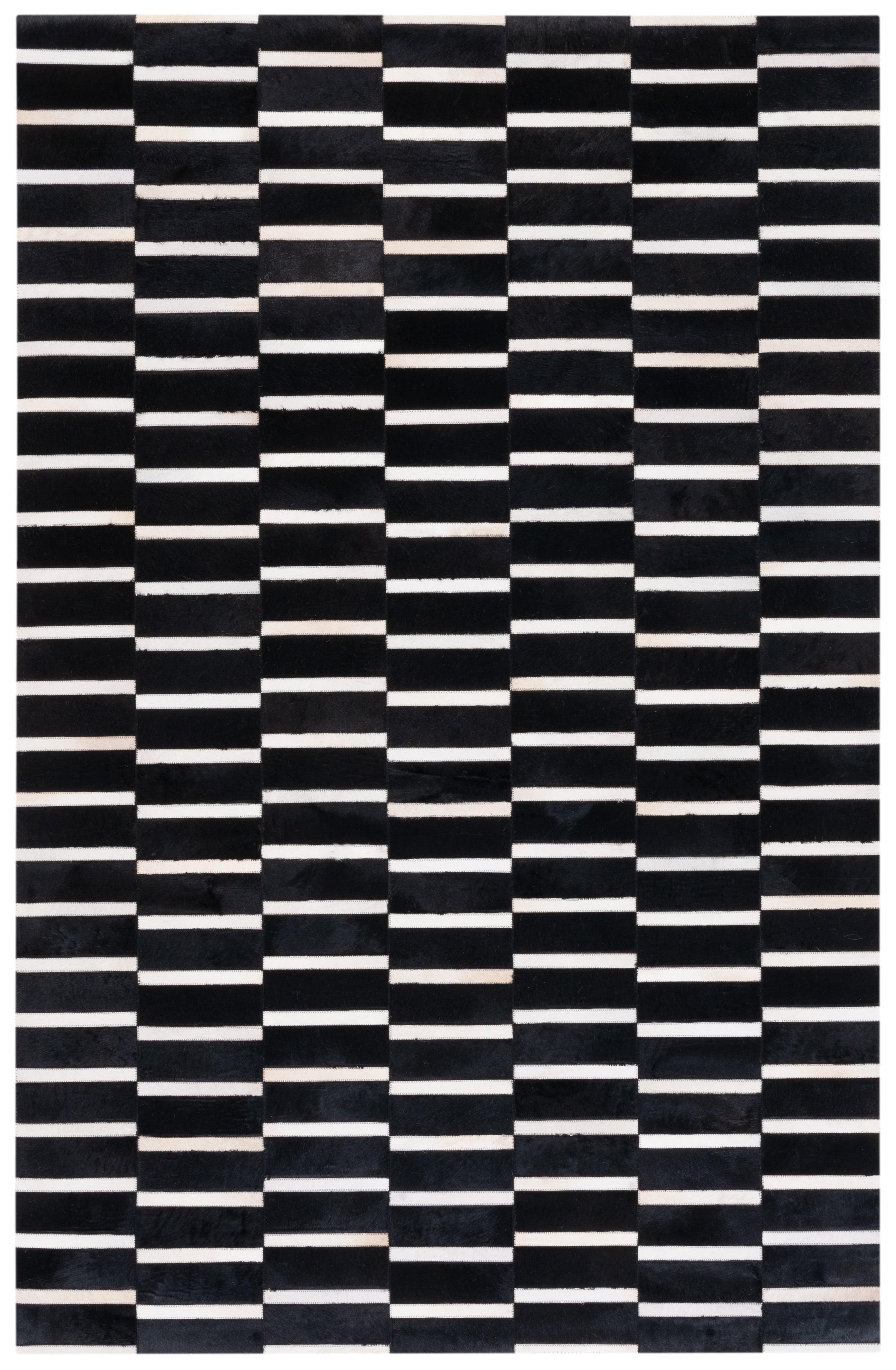 Studio Leather STL821 Hand Woven Area Rug - Black/Beige - 5'x8' - Safavieh.