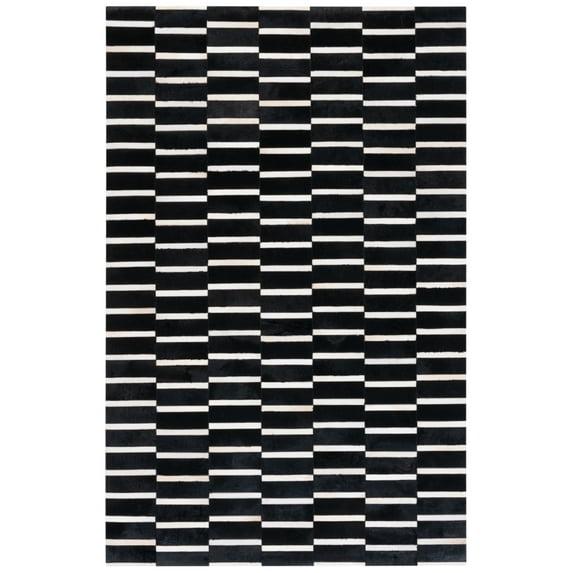 Studio Leather STL821 Hand Woven Area Rug - Black/Beige - 5'x8' - Safavieh.