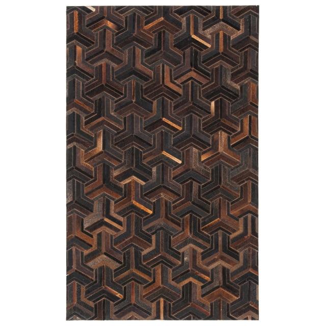 SAFAVIEH Studio Leather Kingsley Geometric Area Rug, Brown/Light Brown, 3' x 5'