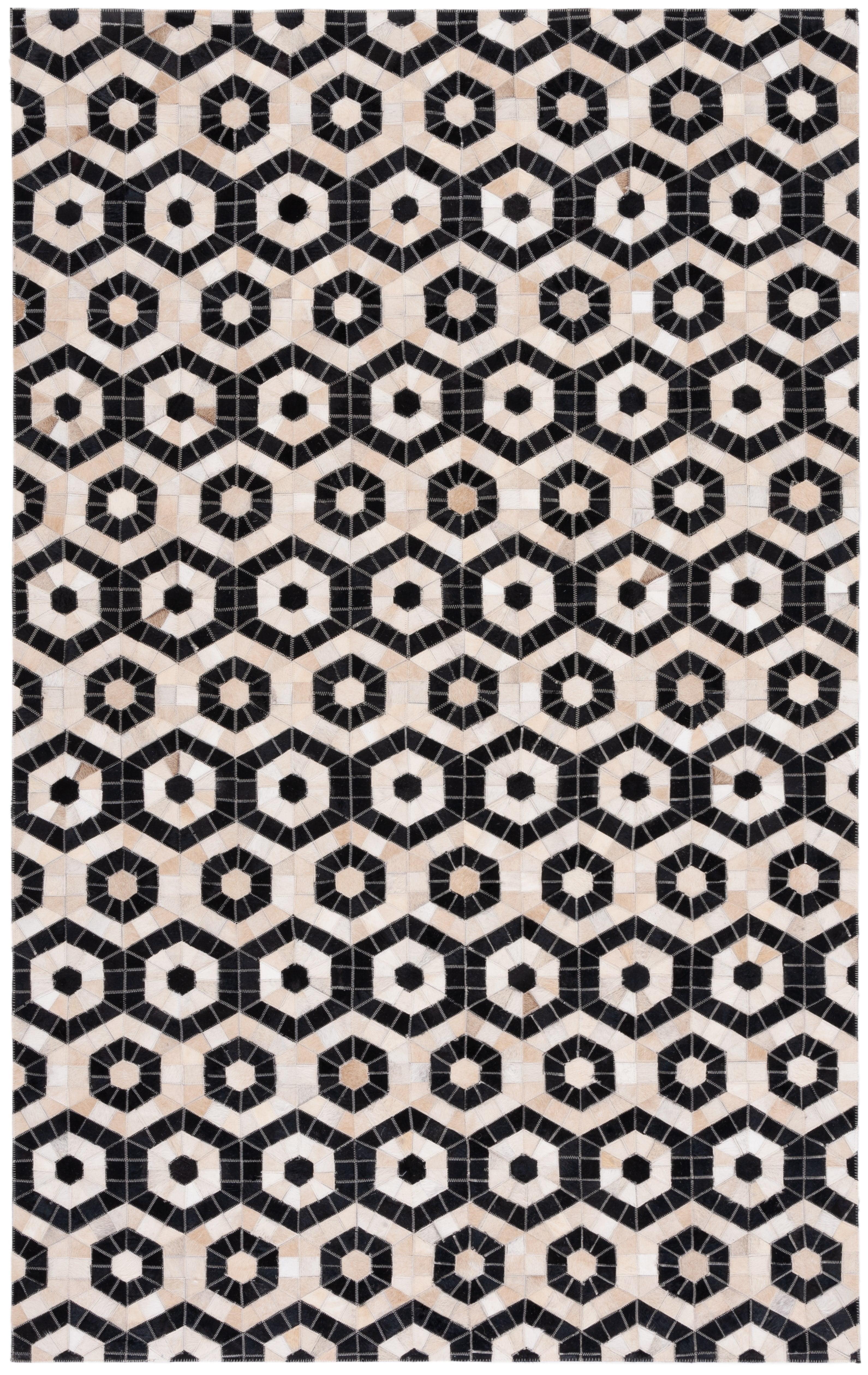 Studio Leather STL234 Flat Weave Accent Rug - Black/Beige - 3'x5' - Safavieh