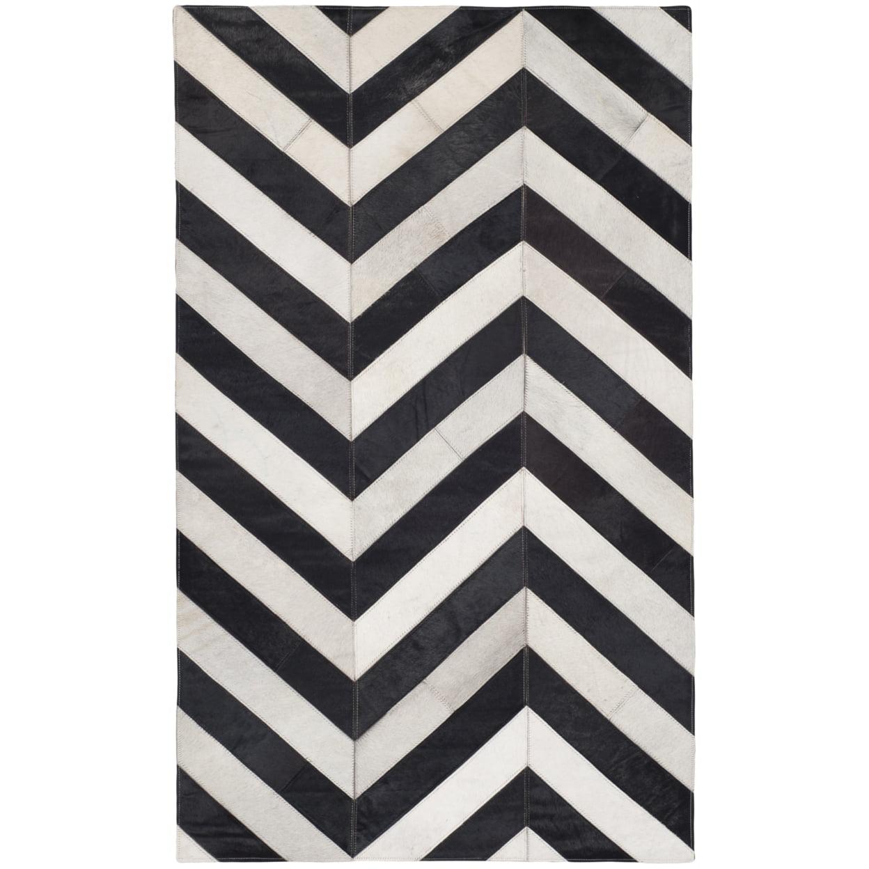 Handmade Black Geometric Cowhide Area Rug 3' x 5'