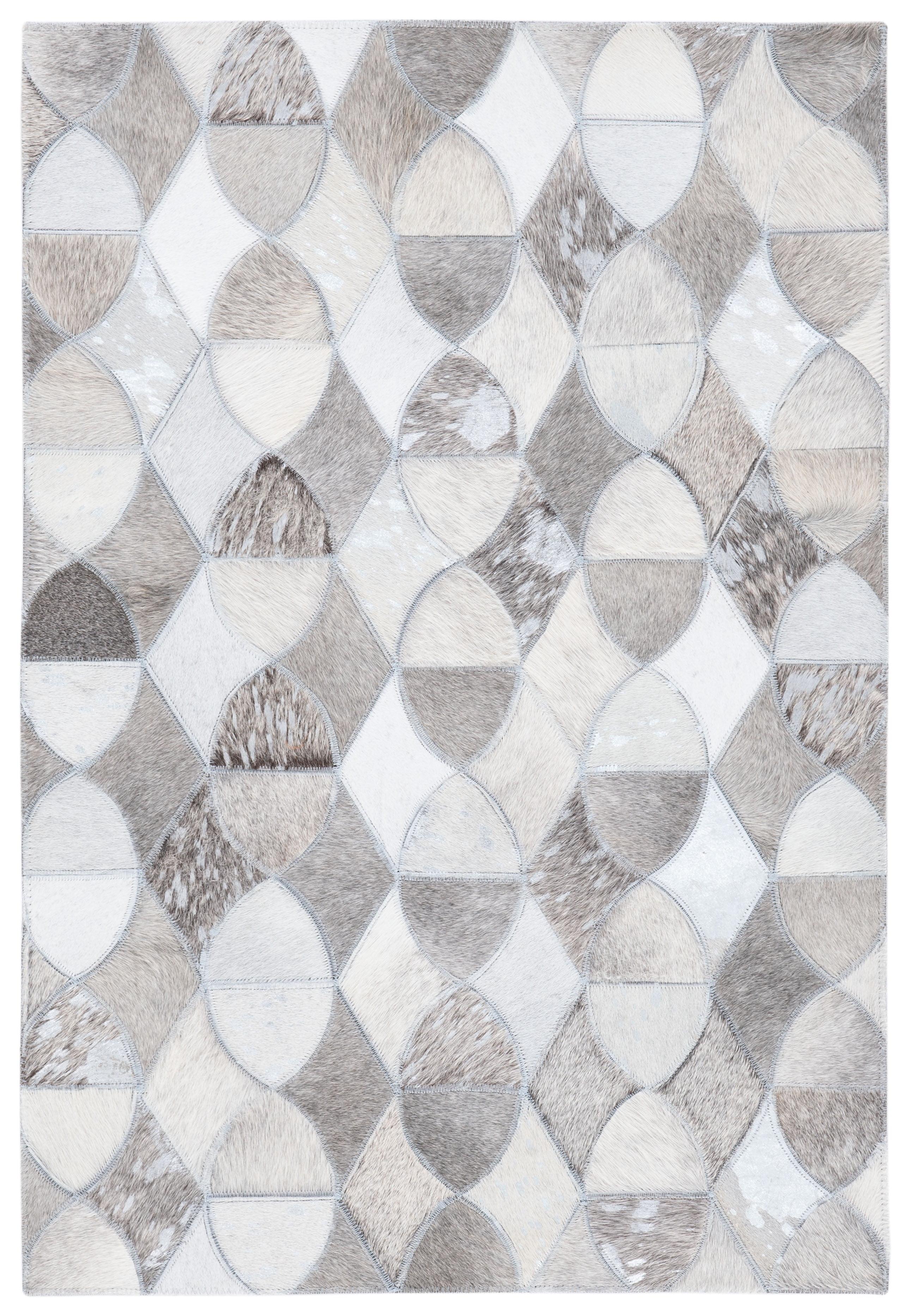 Gray Geometric Handmade Cowhide 3' x 5' Area Rug