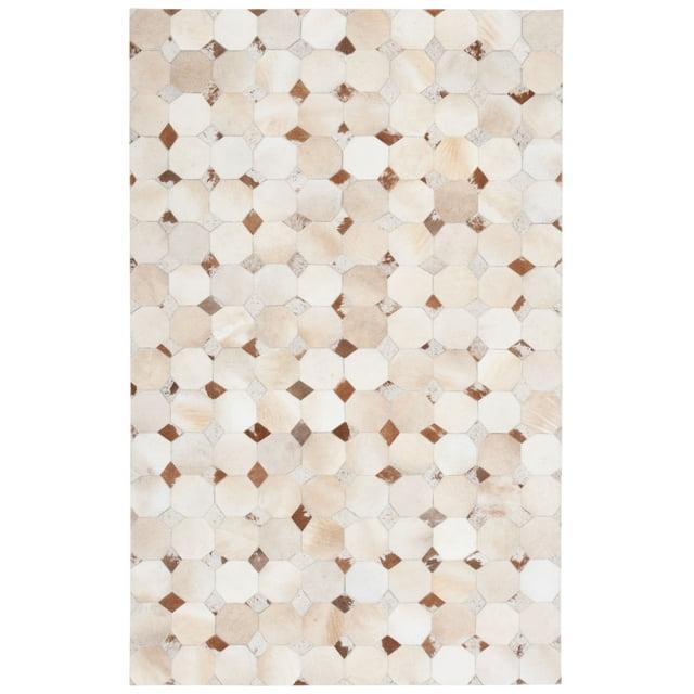 Loon Peak® Bersa Flat Weave Hair On Leather Geometric Rug
