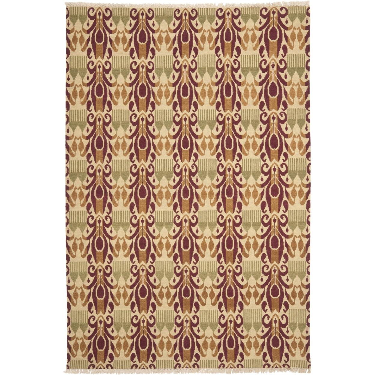 Ivory Geometric Hand-Knotted Wool & Silk 8' x 10' Area Rug