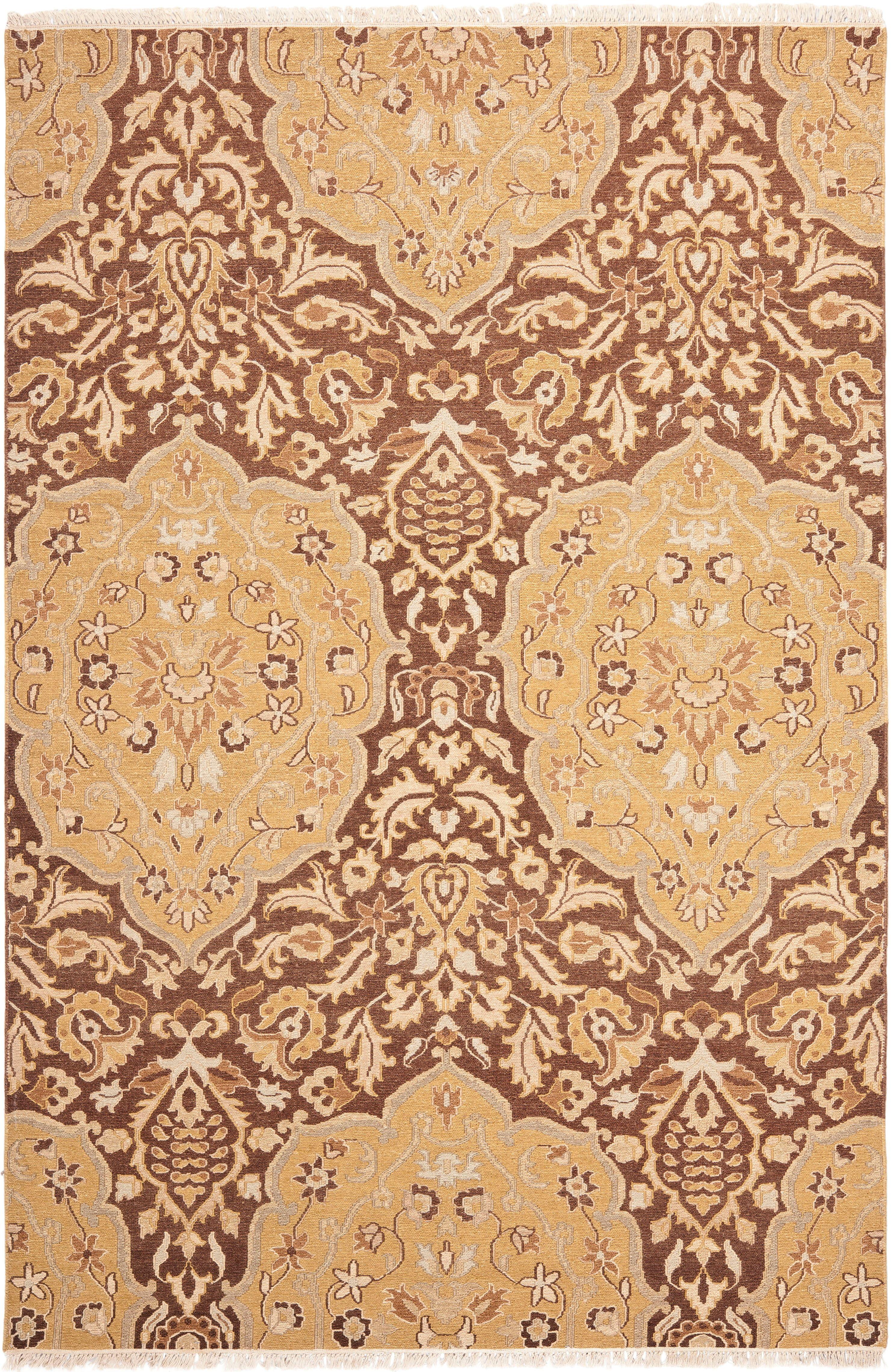 Ivory and Brown Wool Flat Woven Reversible 6' x 9' Area Rug