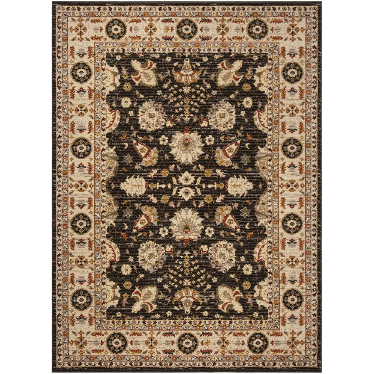 Hand-Knotted Easy Care Brown/Creme Synthetic Rectangular Rug