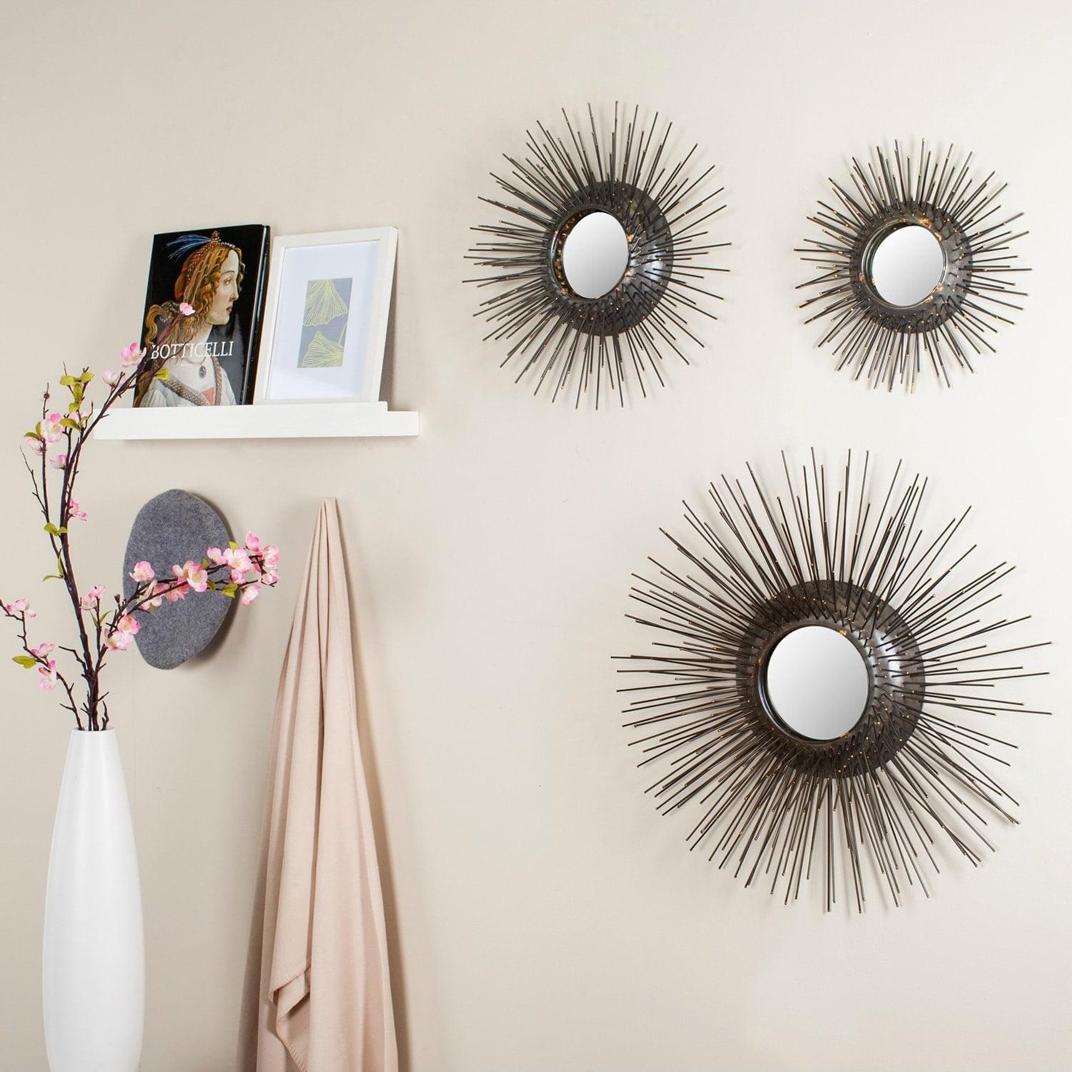 SAFAVIEH Sunburst Triptych Round Mirror, Gold, Set of 3