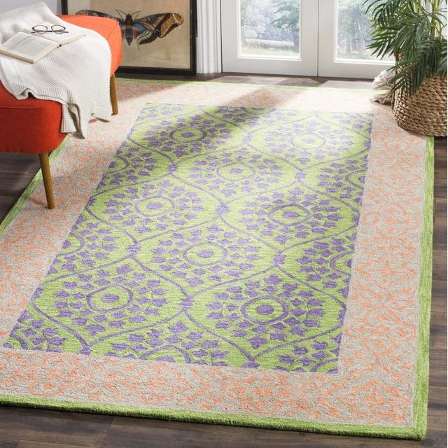 Suzani SZN102 Hand Hooked Indoor Area Rug - Green/Violet - 4'x6' - Safavieh.
