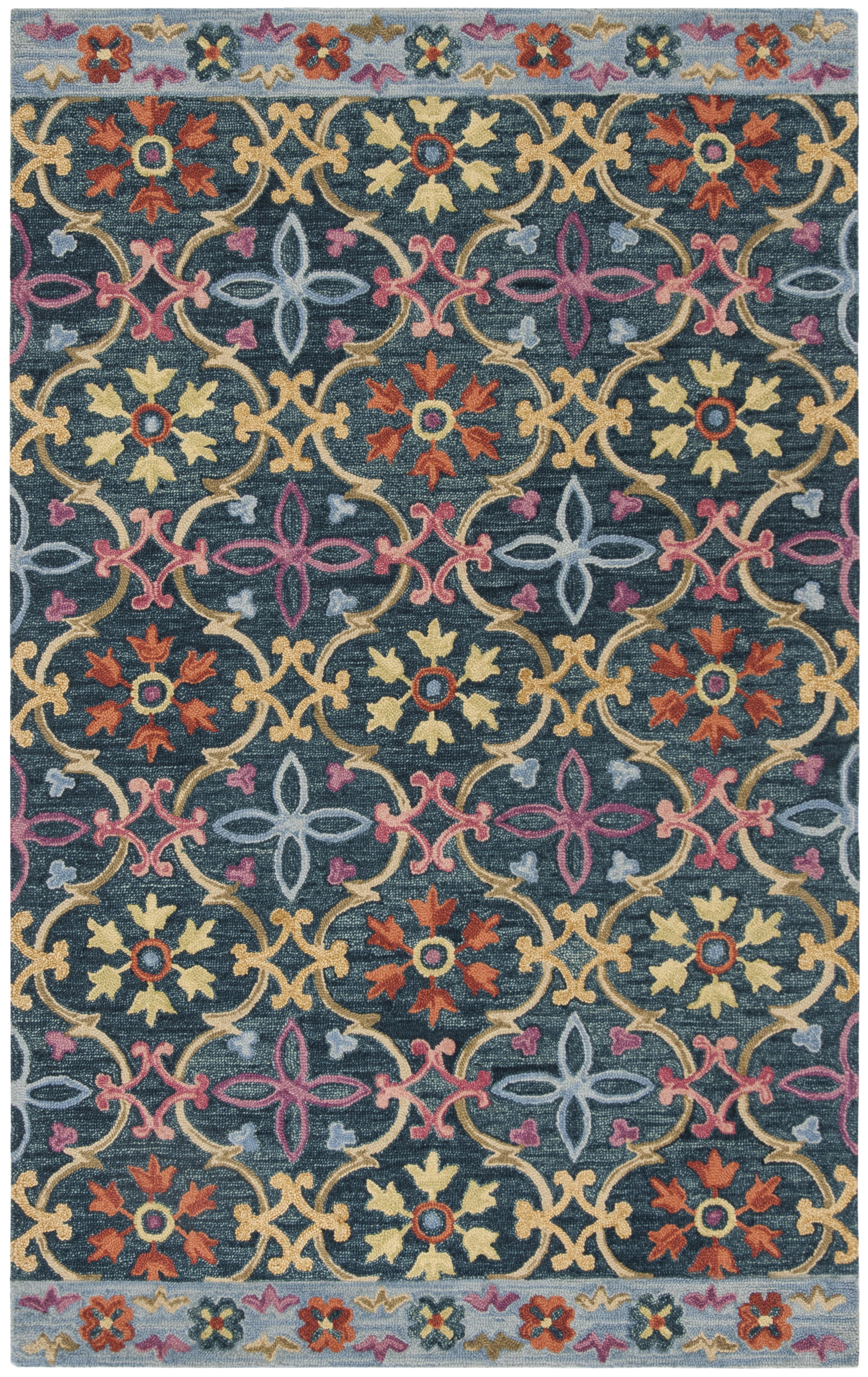 Suzani SZN310 Hand Hooked Indoor Area Rug - Blue/Multi - 8'x10' - Safavieh