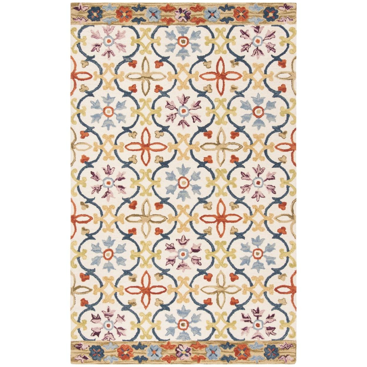 Suzani SZN310 Hand Hooked Indoor Area Rug - Ivory/Multi - 5'x8' - Safavieh.